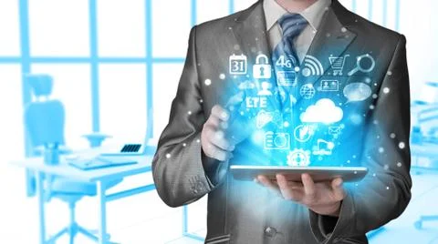Business man using tablet PC Stock Illustration