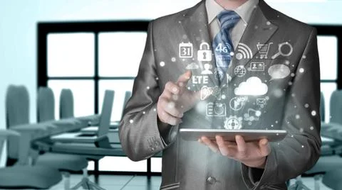 Business man using tablet PC Stock Illustration