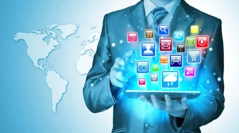 Business man using tablet PC 스톡 일러스트