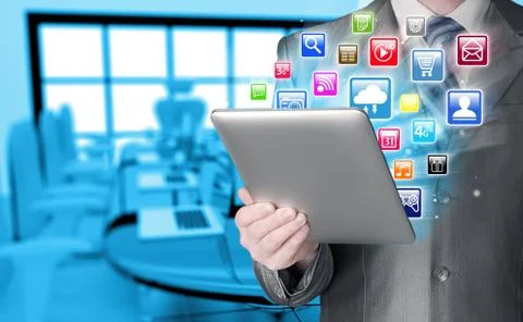 Business man using tablet PC Stock Illustration