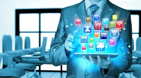 Business man using tablet PC Stock-Illustration