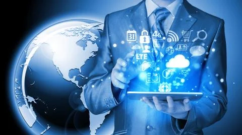 Business man using tablet PC Stock Illustration