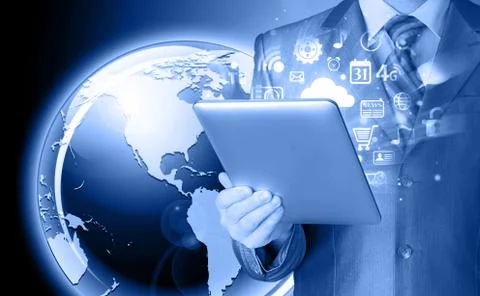 Business man using tablet PC Stock Illustration