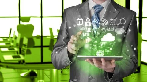 Business man using tablet PC Stock Illustration