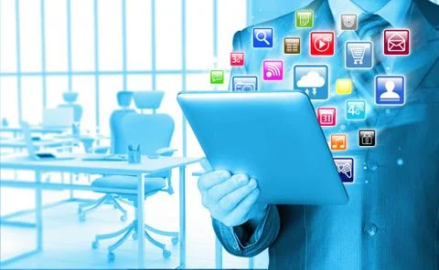 Business man using tablet PC Stock Illustration