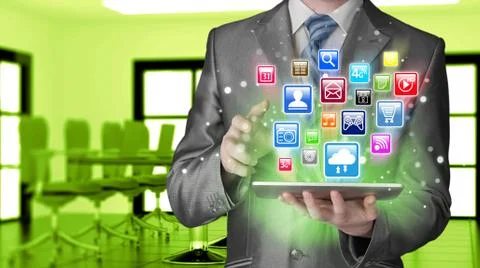 Business man using tablet PC Stock Illustration