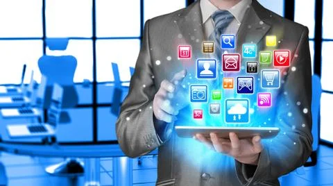 Business man using tablet PC 스톡 일러스트