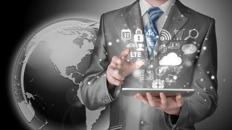 Business man using tablet PC Stock Illustration
