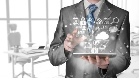 Business man using tablet PC Stock Illustration