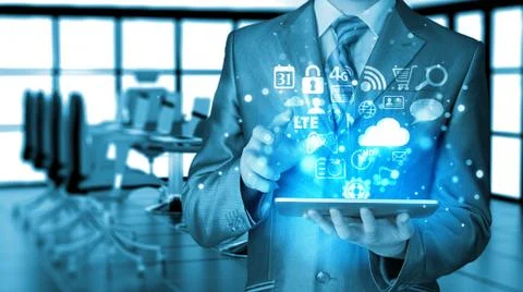 Business man using tablet PC イラスト素材