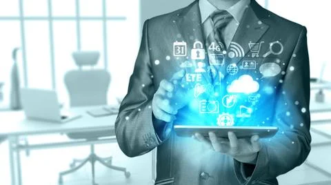 Business man using tablet PC 스톡 일러스트