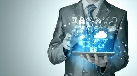 Business man using tablet PC 스톡 일러스트