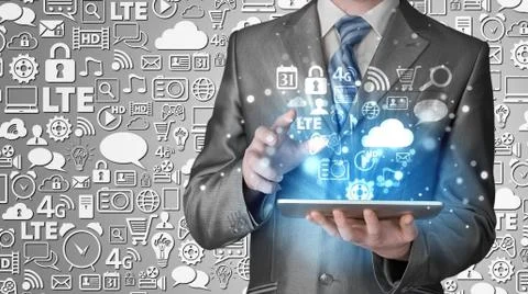 Business man using tablet PC イラスト素材