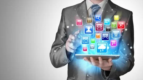 Business man using tablet PC Stock Illustration