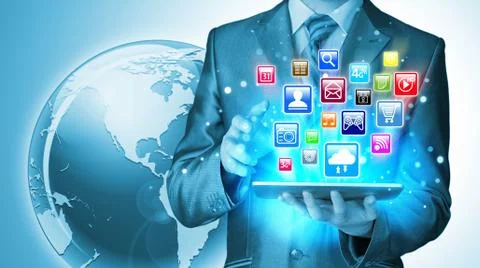 Business man using tablet PC Stock Illustration