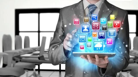 Business man using tablet PC イラスト素材