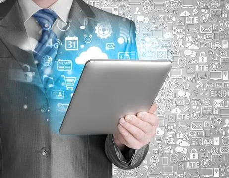 Business man using tablet PC Stock Illustration