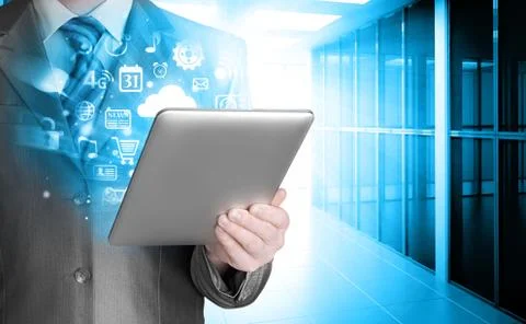 Business man using tablet PC Stock Illustration