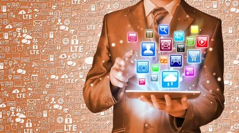 Business man using tablet PC Stock Illustration
