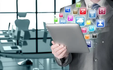 Business man using tablet PC Stock Illustration