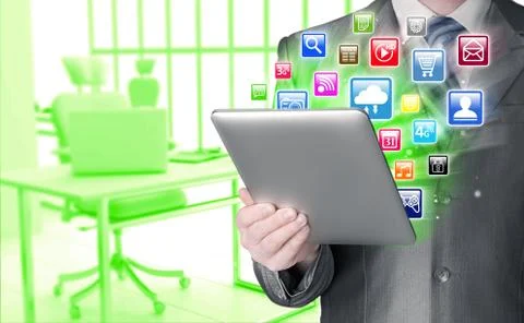 Business man using tablet PC Stock Illustration
