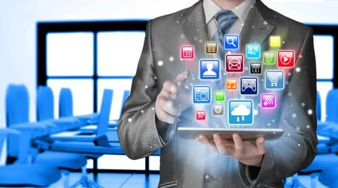Business man using tablet PC Stock-Illustration