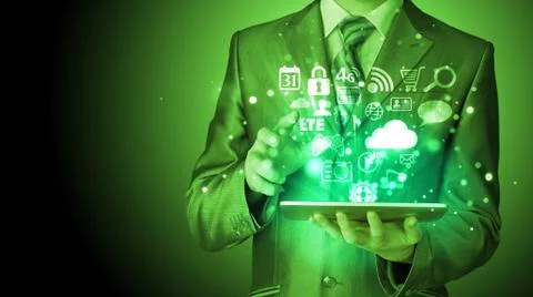 Business man using tablet PC Stock Illustration