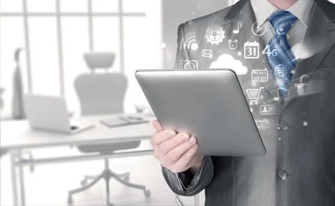Business man using tablet PC Stock Illustration