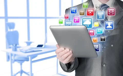 Business man using tablet PC Stock Illustration