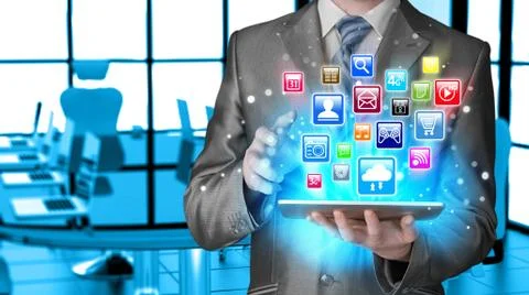 Business man using tablet PC Stock Illustration