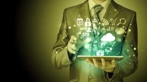 Business man using tablet PC 스톡 일러스트