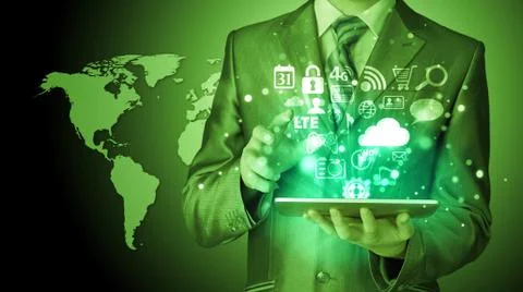 Business man using tablet PC イラスト素材