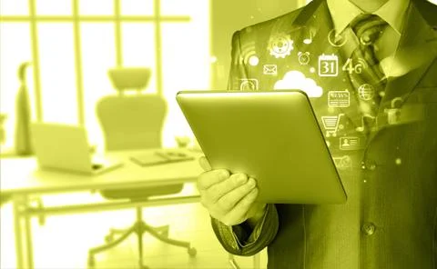 Business man using tablet PC Stock Illustration