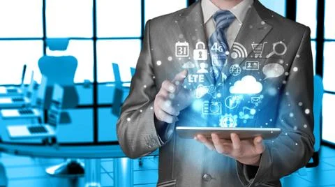 Business man using tablet PC Stock Illustration