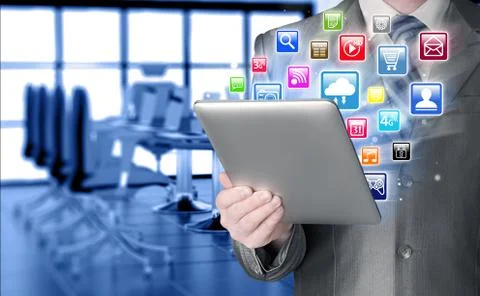 Business man using tablet PC イラスト素材