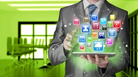 Business man using tablet PC 스톡 일러스트