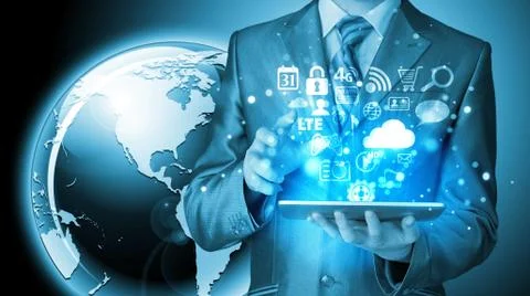 Business man using tablet PC 스톡 일러스트