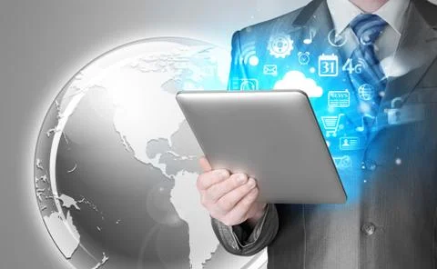 Business man using tablet PC Stock Illustration