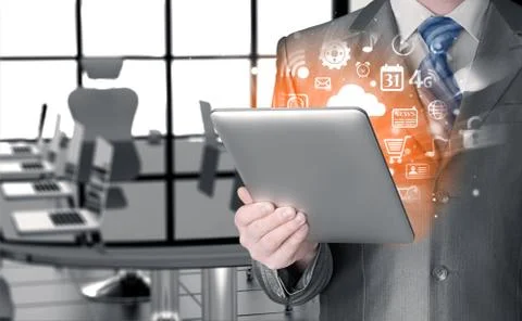 Business man using tablet PC イラスト素材