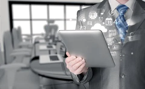 Business man using tablet PC Stock Illustration