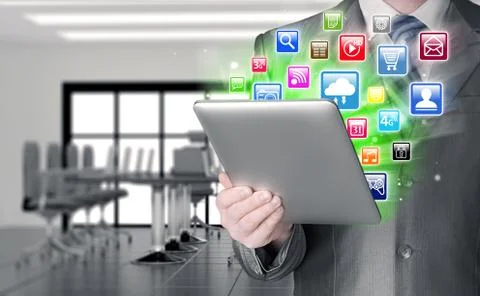 Business man using tablet PC 스톡 일러스트