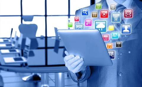 Business man using tablet PC 스톡 일러스트