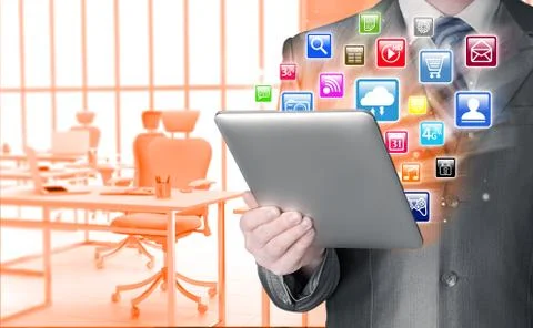 Business man using tablet PC Stock Illustration
