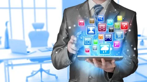 Business man using tablet PC Stock Illustration