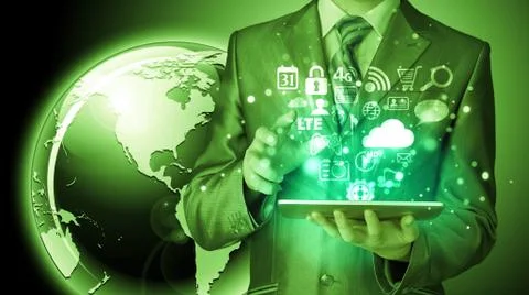 Business man using tablet PC Stock Illustration