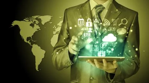 Business man using tablet PC Stock Illustration