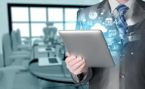 Business man using tablet PC Stock-Illustration