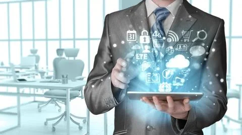 Business man using tablet PC Stock Illustration