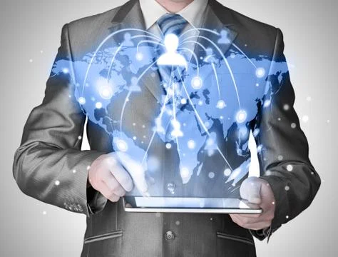 Business man using tablet PC social connection Stock-Illustration