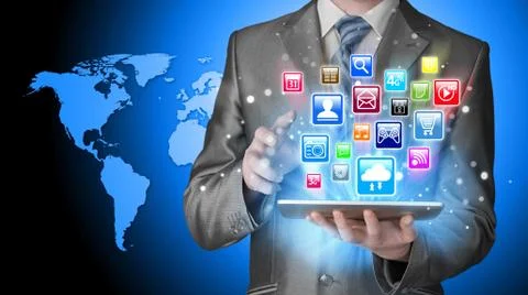 Business man using tablet PC Stock Illustration